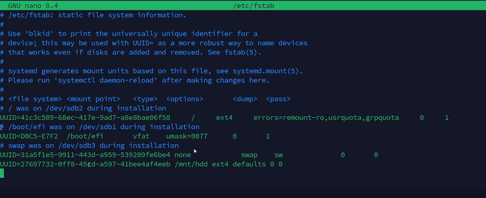 Linux Festplatte einbinden